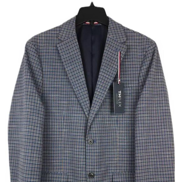TOMMY HILFIGER Men's Modern-Fit Check Sport Coat Blue/Brown $295 B4HP - Picture 5 of 8